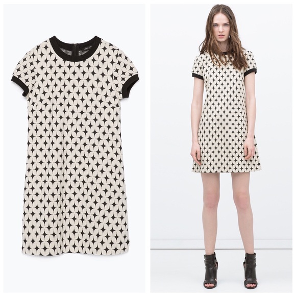 Zara Dresses & Skirts - ZARA WOMAN Jacquard B & W Shift Dress